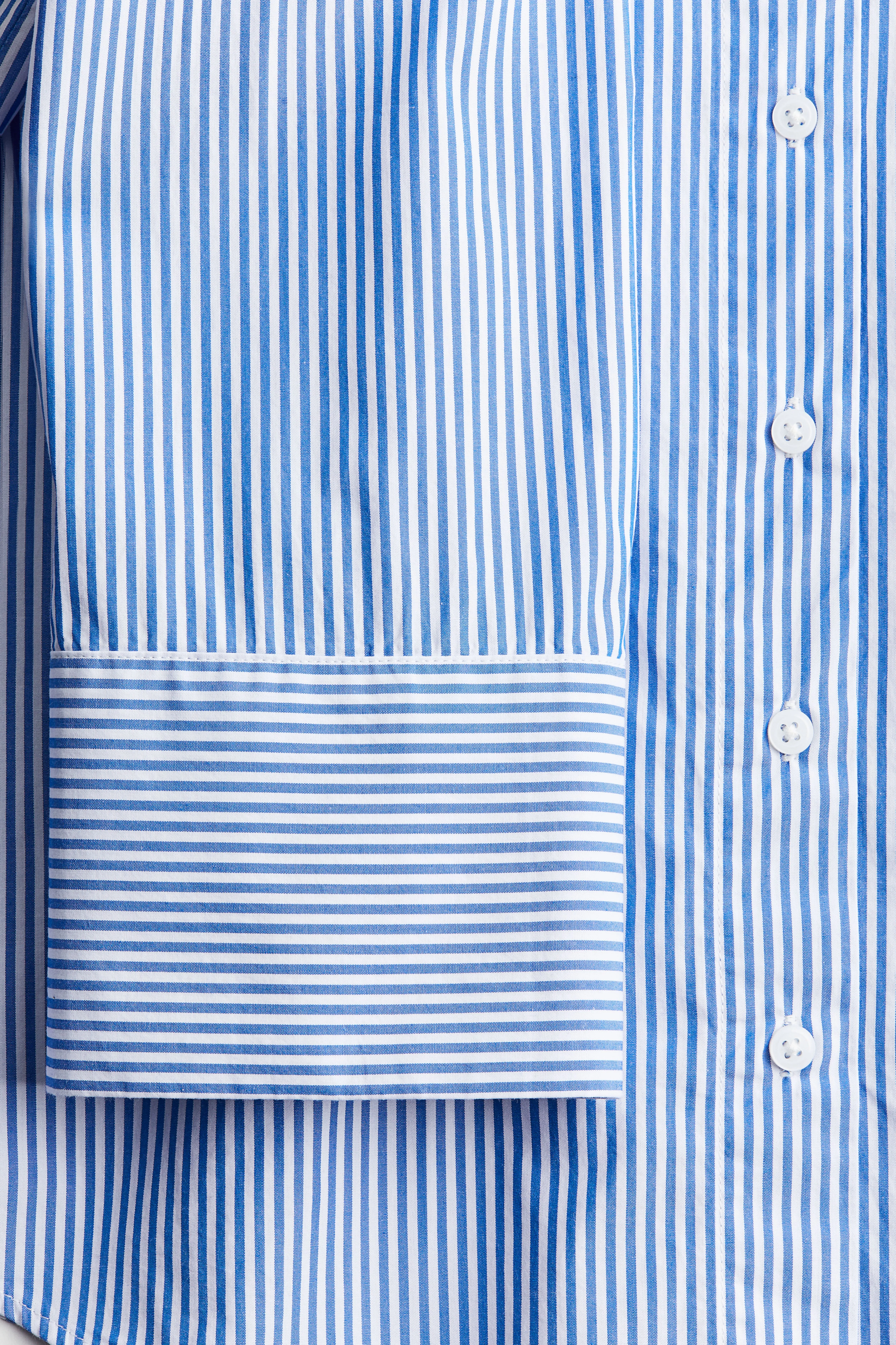 Striped cotton shirt - Long sleeve - Regular length - Bright blue/Striped - Ladies | H&M GB