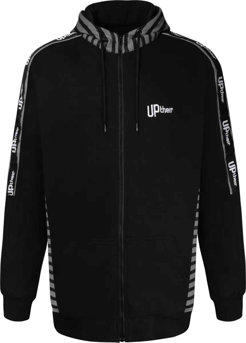 Uptheir Bude Zip Through Hoody & Jogger Tracksuit Set - Black Grey