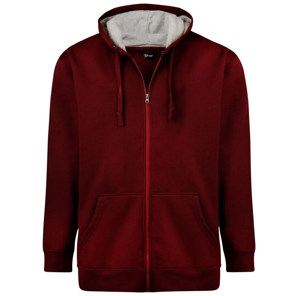 Uptheir Fleece Zip Thru Hoody in Burgundy