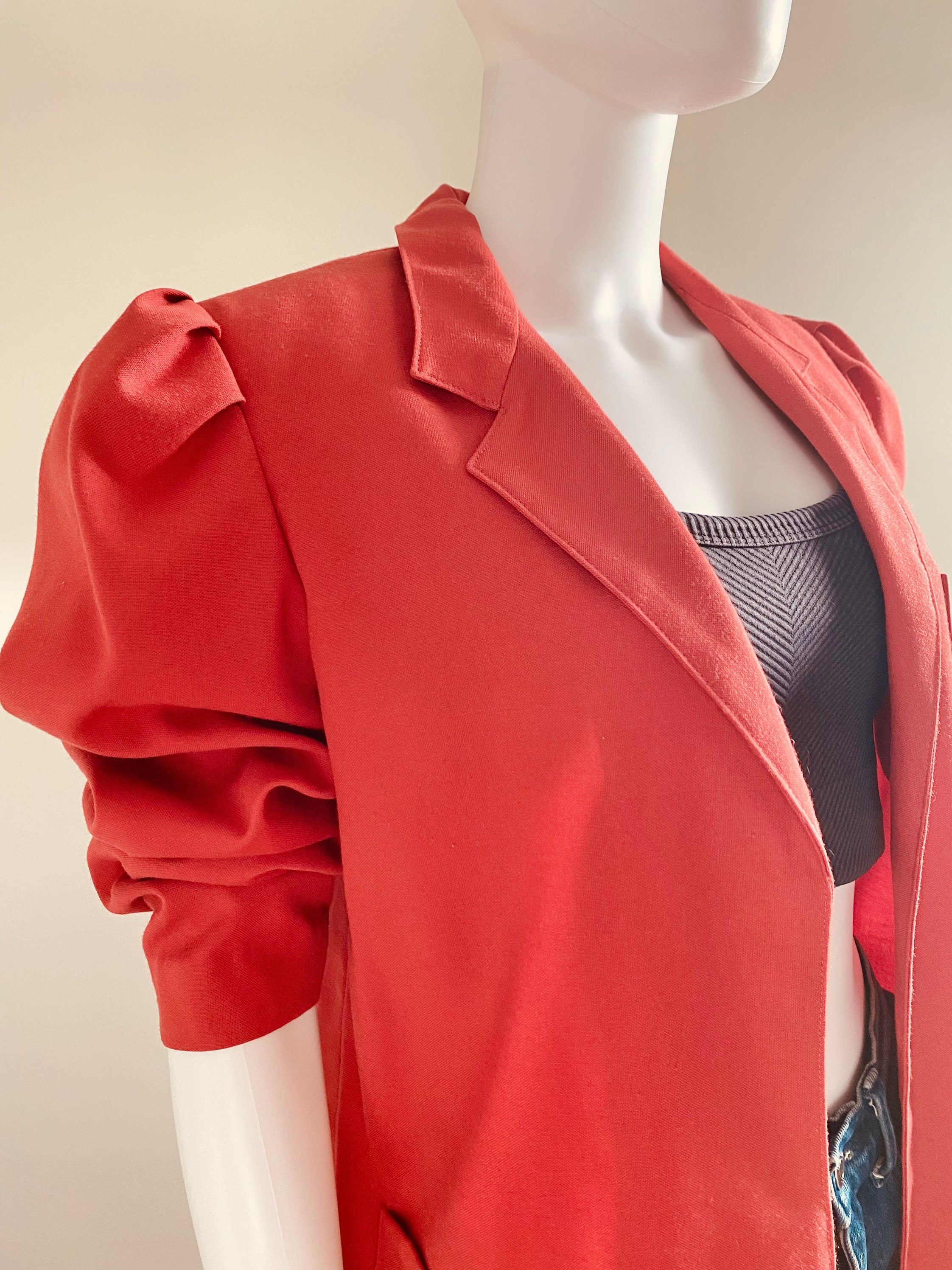 Vintage 1970s Terra Cotta Blazer / 70s Open Front Blazer / Size S to L