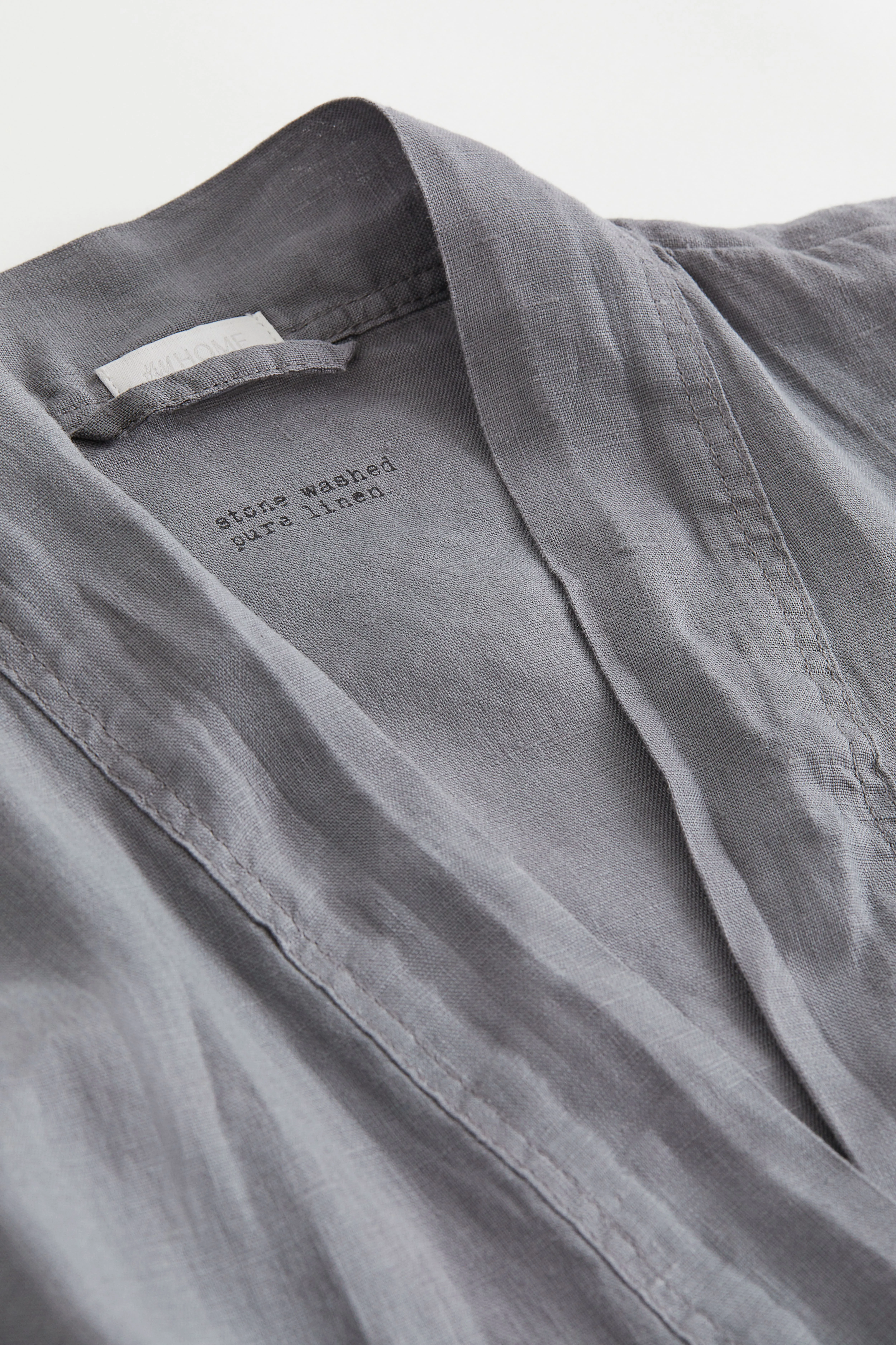 Washed linen dressing gown - Long sleeve - Knee length - Grey - Home All | H&M GB