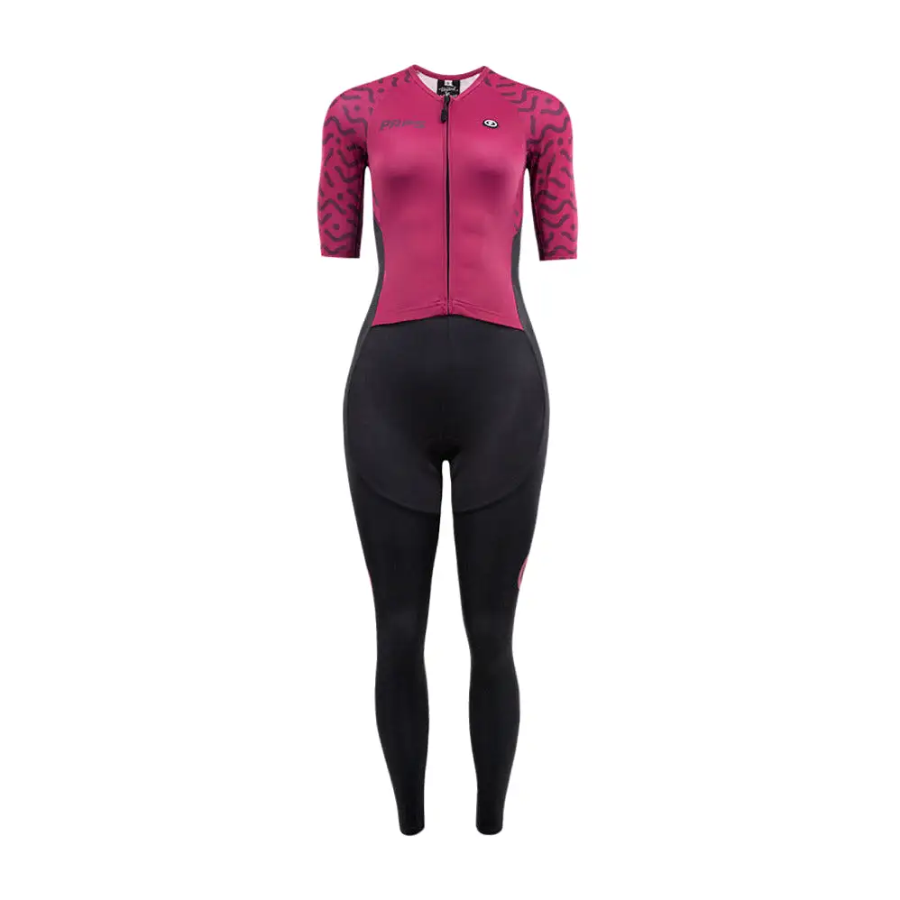 Women Full Length ELITE Tri Suit (Short sleeve - Amaranth Red)