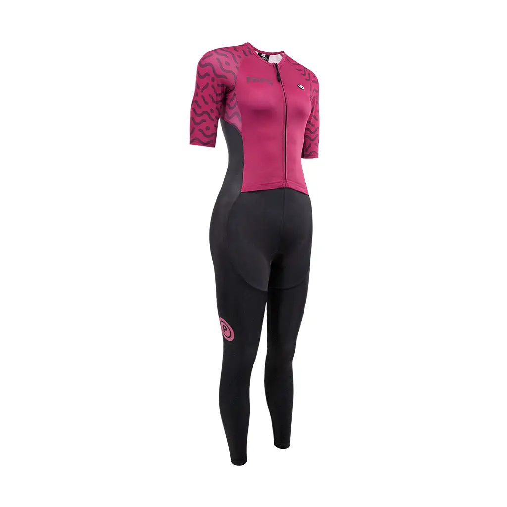 Women Full Length ELITE Tri Suit (Short sleeve - Amaranth Red)