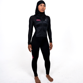 Women Full Length Swimsuit Long Sleeve (Black)