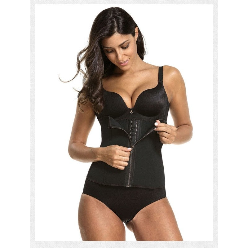 Women's Black Zipper Cincher Corset Slimming Tummy Bodysuit Shapers