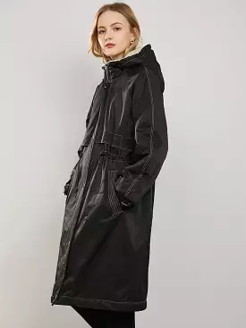 Women's cotton coats velvet Lined loose knee-length lazy style ins Hong Kong style long cotton coats