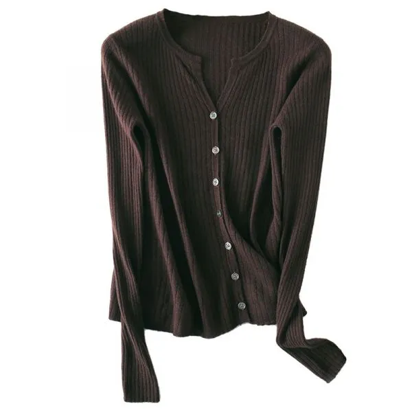 Women's Long Sleeve wool cardigan with buttons