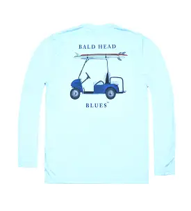 Youth Performance Long Sleeve Golf Cart T-Shirt - Arctic Blue