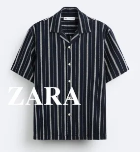 ZARA  |Stripes Short Sleeves Shirts