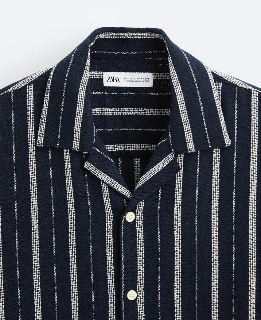 ZARA  |Stripes Short Sleeves Shirts