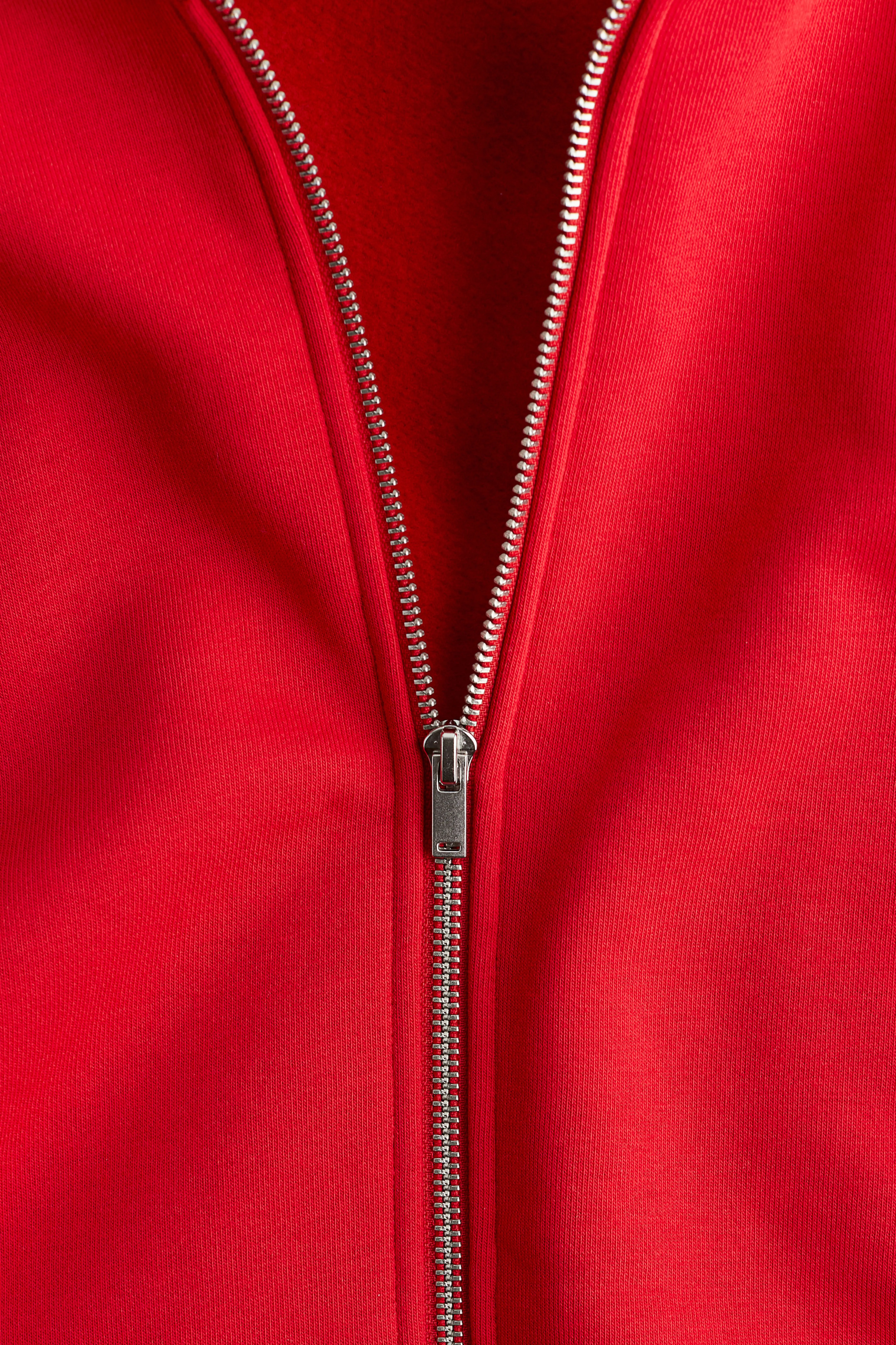 Zip-through sports hoodie - Long sleeve - Regular length - Red - Ladies | H&M GB