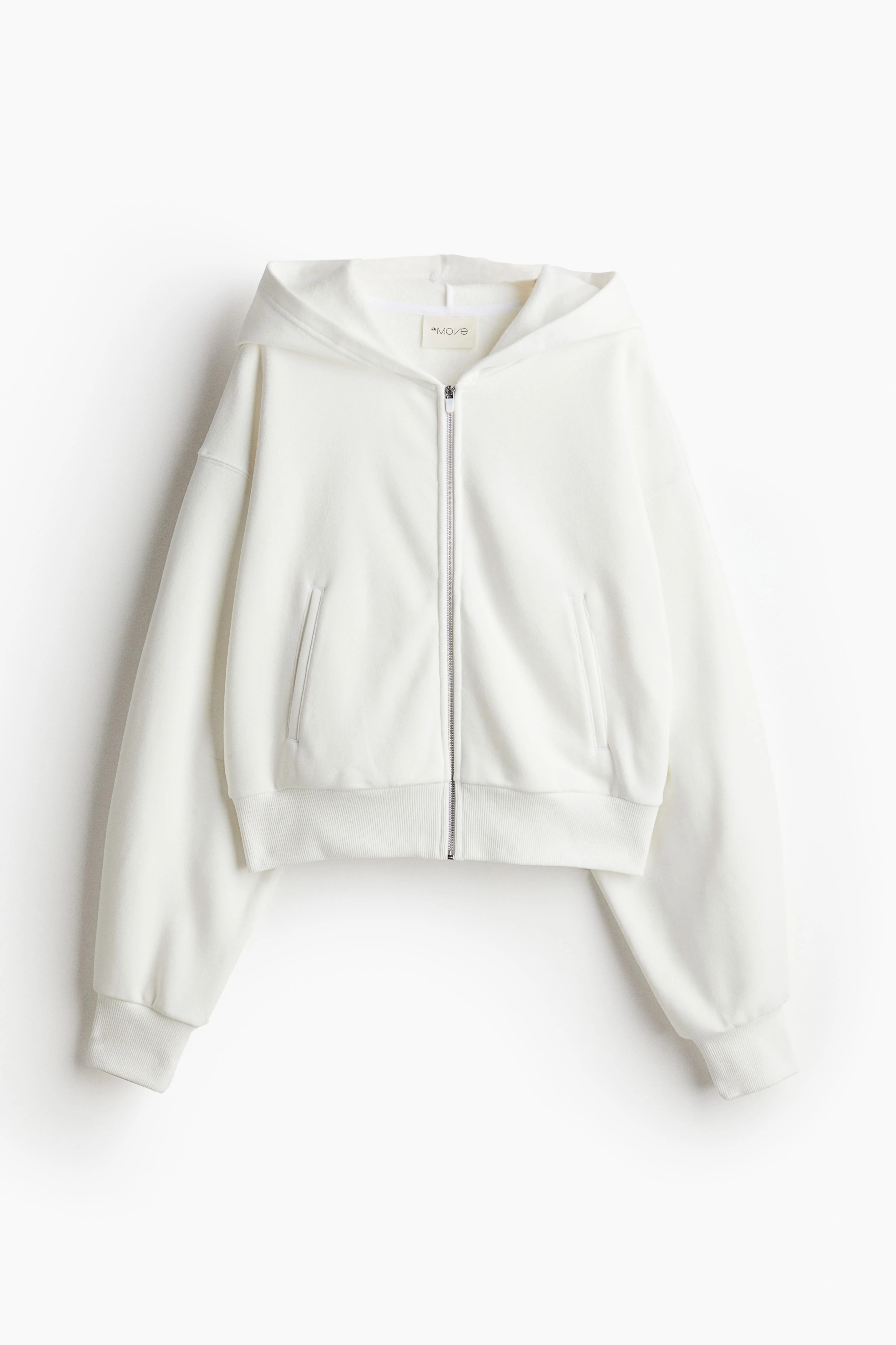 Zip-through sports hoodie - Long sleeve - Regular length - White - Ladies | H&M GB