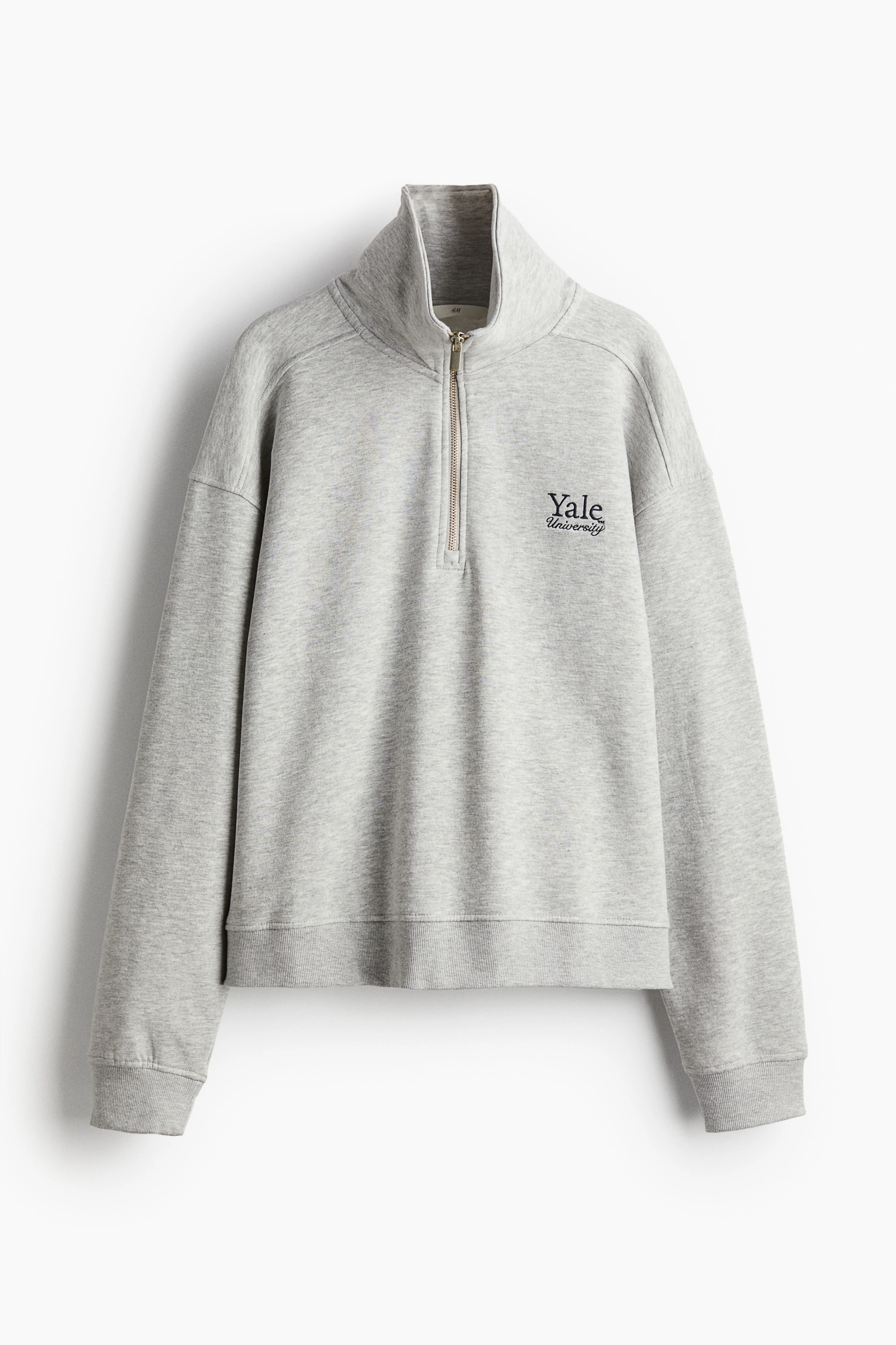 Zip-top sweatshirt - Long sleeve - Regular length - Light grey marl/Yale - Ladies | H&M GB